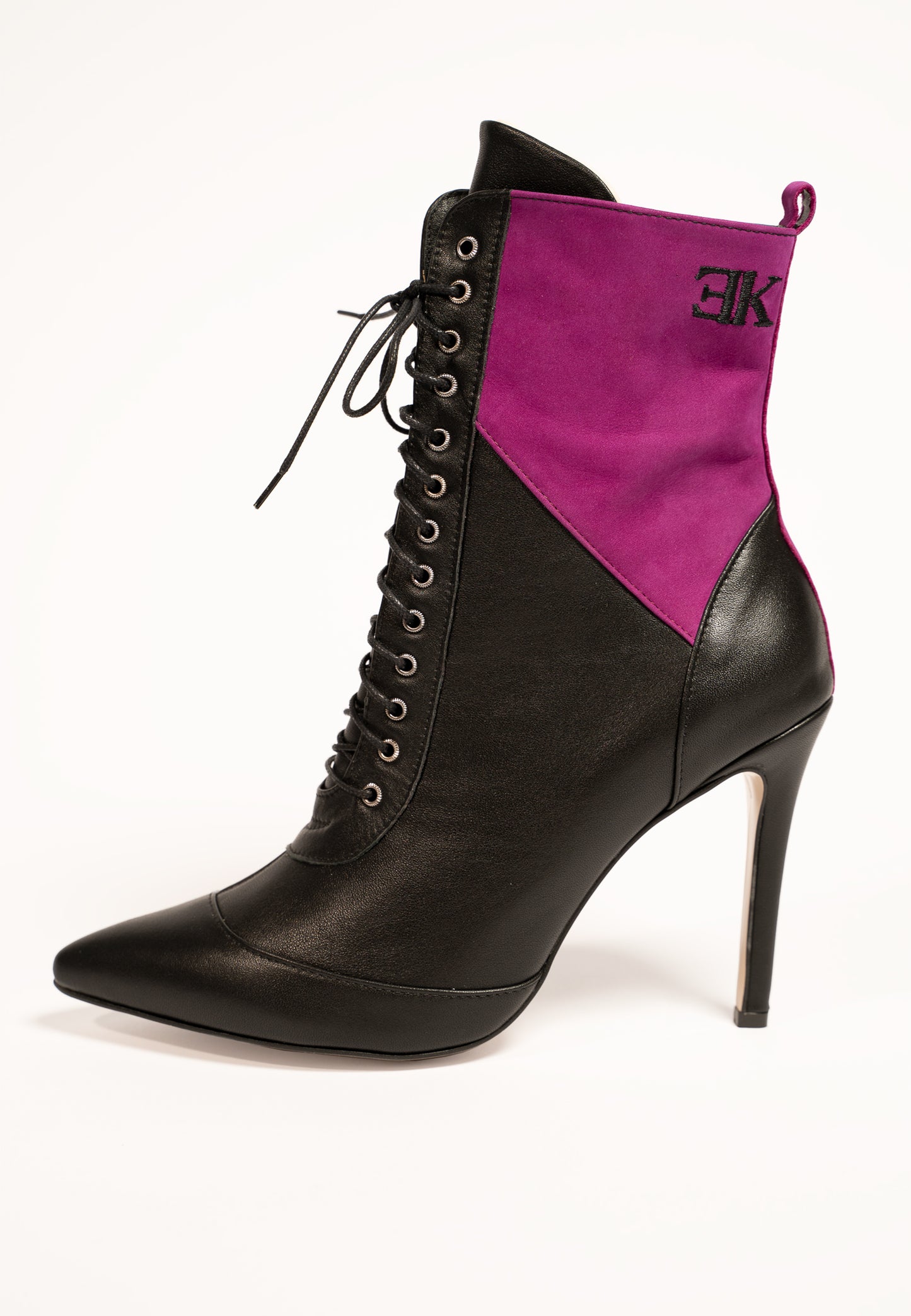BLACK LEATHER ANKLE LACE UPS -ICON