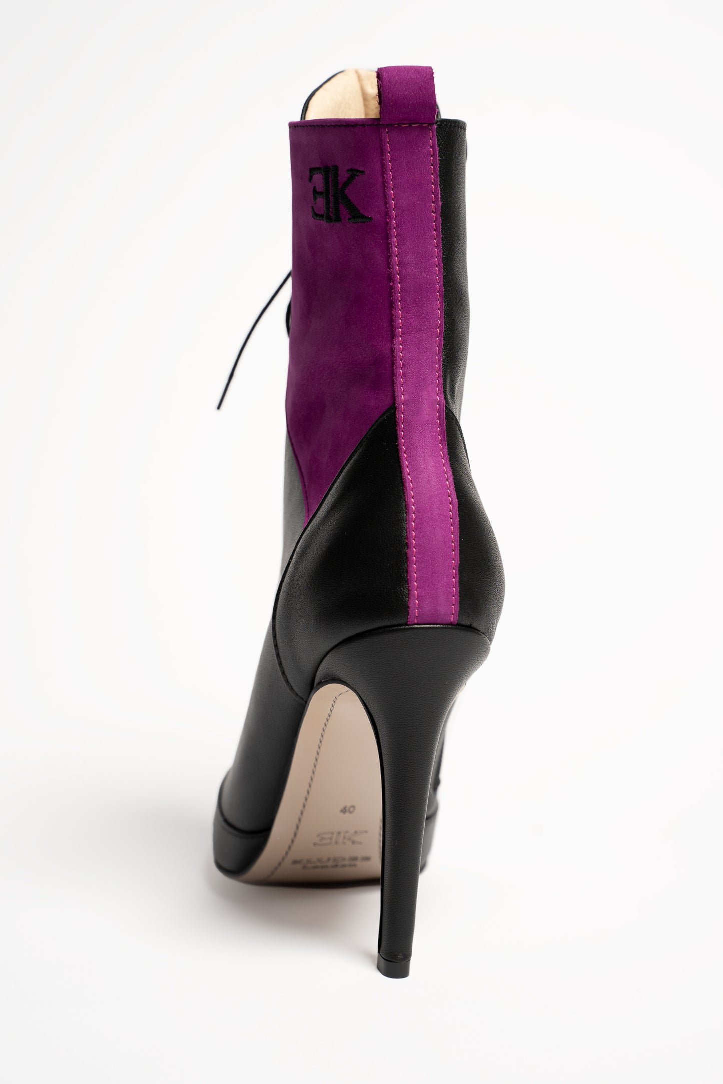 BLACK LEATHER ANKLE LACE UPS -ICON