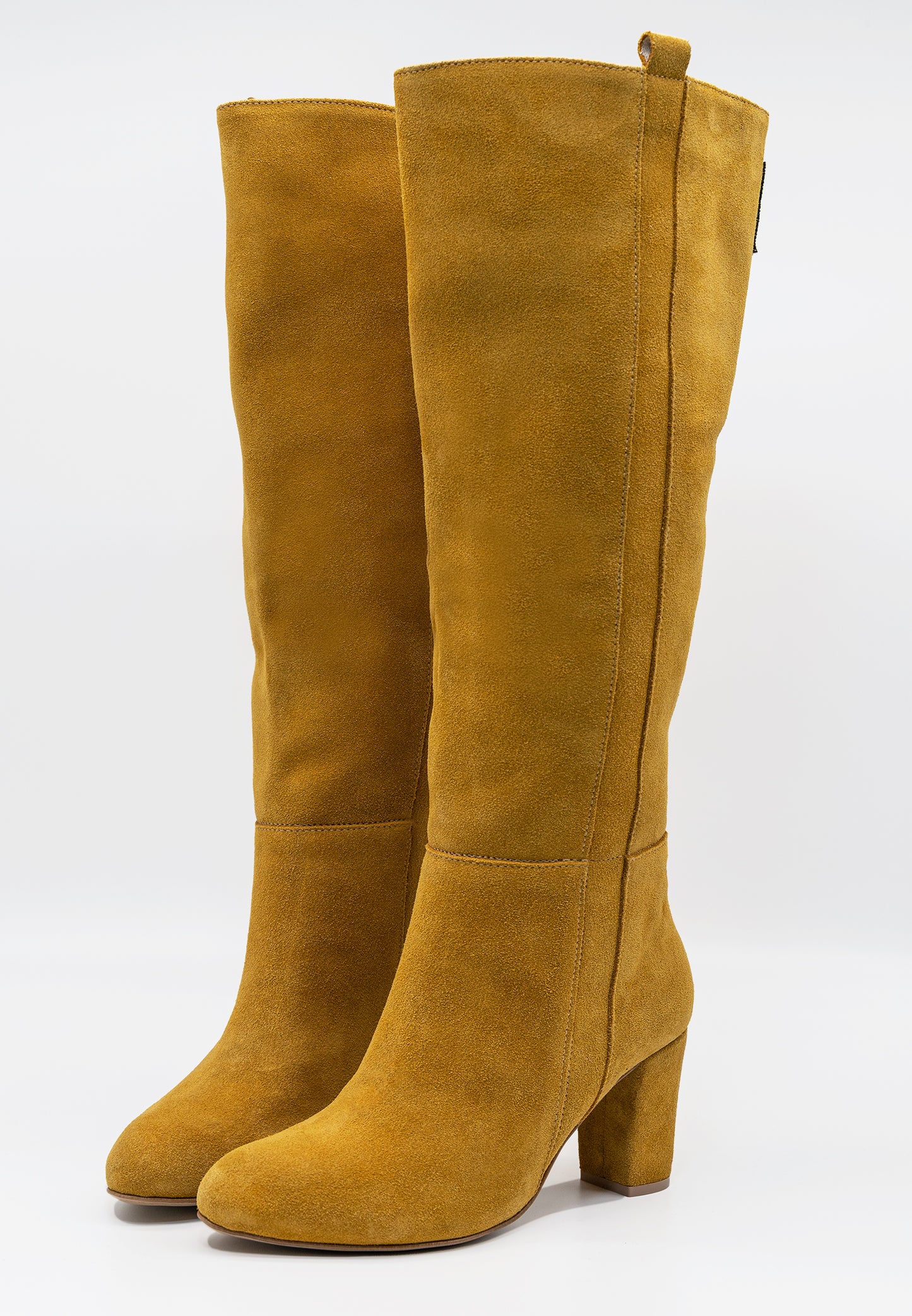 MUSTARD YELLOW KNEE-HIGH BOOTS