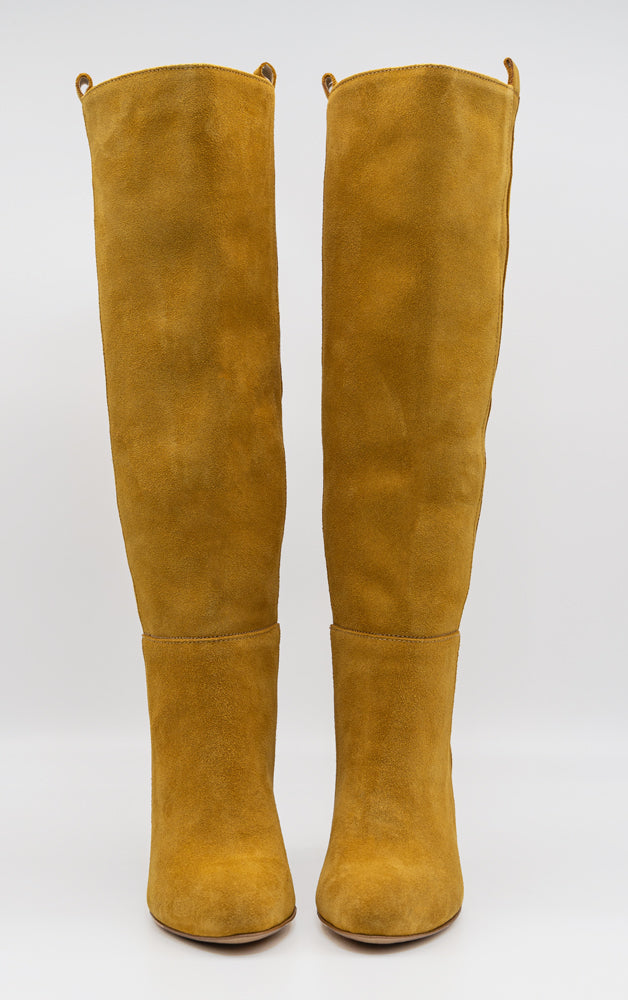 MUSTARD YELLOW KNEE-HIGH BOOTS