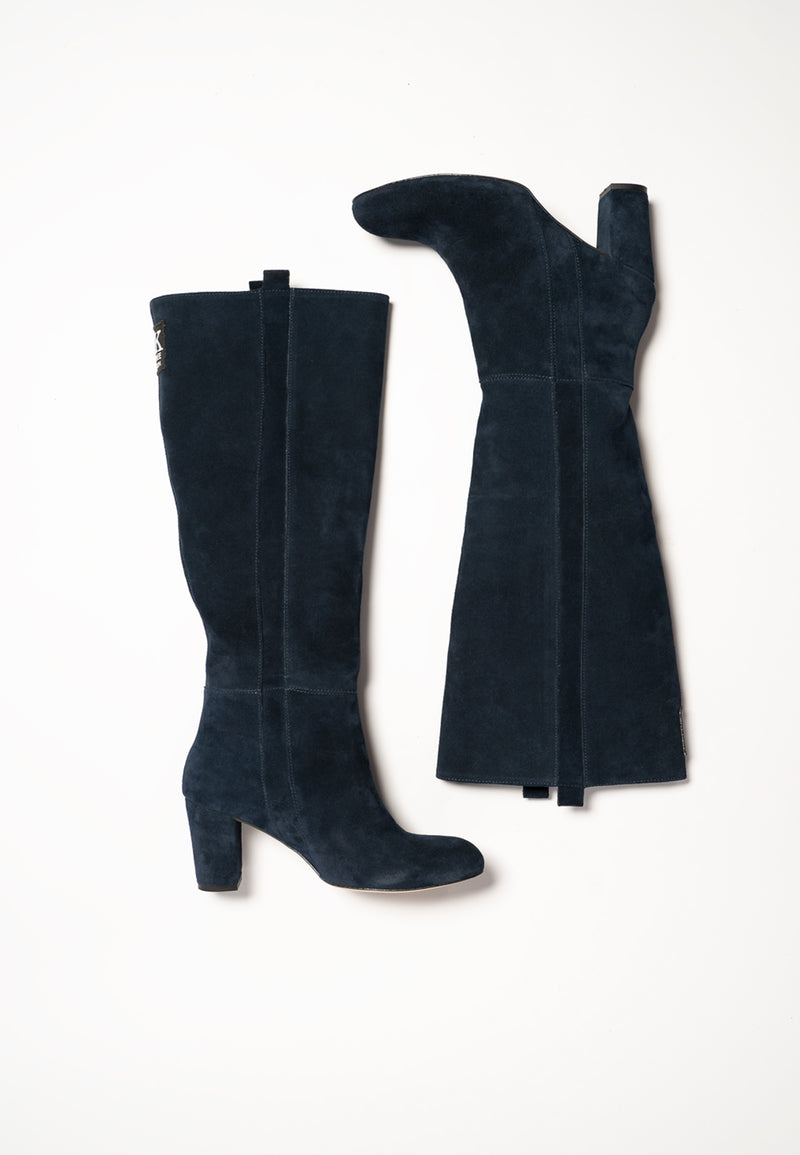 NAVY OVER-KNEE BOOTS