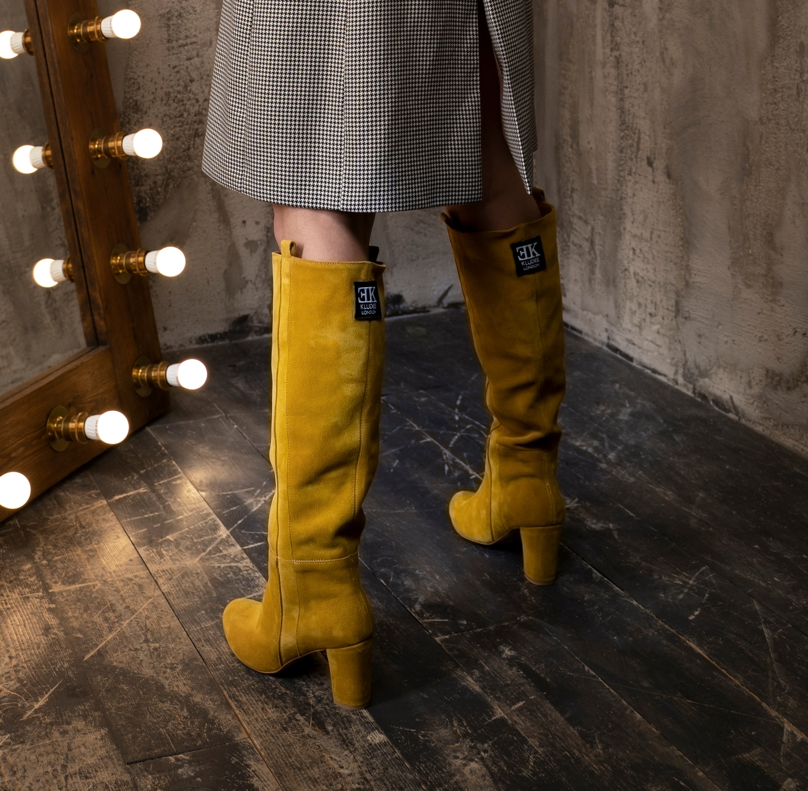 Mustard yellow knee high boots outlet